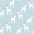 Seamless hand-drawn Christmas deer pattern. Vector abstract Hand drawn background for design and decoration textile Royalty Free Stock Photo