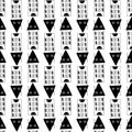 Seamless hand drawn doodle black and white contour houses pattern