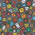 Seamless hand-drawn doodle pattern with buttons.Texture with a s