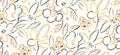 Seamless Hand Drawn Floral Pattern. Colored Outline Design Ready for Textile Prints. Royalty Free Stock Photo
