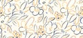 Seamless Hand Drawn Floral Pattern. Colored Outline Design Ready for Textile Prints.