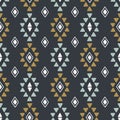 Seamless hand drawn geometric tribal pattern with rhombuses and triangles. Vector navajo design.