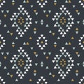 Seamless hand drawn geometric tribal pattern with rhombuses and triangles. Vector navajo design. Royalty Free Stock Photo