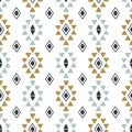 Seamless hand drawn geometric tribal pattern with rhombuses and triangles. Vector navajo design. Royalty Free Stock Photo