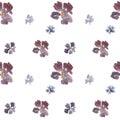 Seamless hand drawn loose watercolor floral pattern with blue and purple flowers Royalty Free Stock Photo