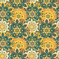 Seamless hand drawn mandala pattern. Vintage elements in oriental style. Texture for wallpapers, backgrounds and page fill. Islam Royalty Free Stock Photo