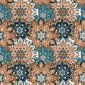 Seamless hand drawn mandala pattern. Vintage elements in oriental style. Texture for wallpapers, backgrounds and page fill. Islam Royalty Free Stock Photo