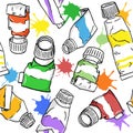 Seamless hand drawn paint tube pattern Royalty Free Stock Photo