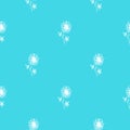 Seamless hand drawn pattern of abstract dandelion flowers isolated on blue background. Vector floral illustration. Cute doodle Royalty Free Stock Photo