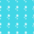 Seamless hand drawn pattern of abstract dandelion flowers isolated on blue background. Vector floral illustration. Cute doodle Royalty Free Stock Photo