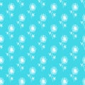 Seamless hand drawn pattern of abstract dandelion flowers isolated on blue background. Vector floral illustration. Cute doodle Royalty Free Stock Photo