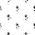 Seamless hand drawn pattern of abstract dandelion flowers isolated on white background. Vector floral illustration. Cute doodle Royalty Free Stock Photo