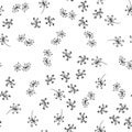 Seamless hand drawn pattern of abstract dandelion flowers isolated on white background. Vector floral illustration. Seamless Royalty Free Stock Photo