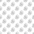 Seamless hand drawn pattern of abstract rose flowers isolated on white background. Vector floral illustration. Outline floral Royalty Free Stock Photo