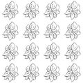 Seamless hand drawn pattern of abstract rose flowers isolated on white background. Vector floral illustration. Outline floral Royalty Free Stock Photo