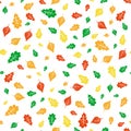 Seamless hand drawn pattern with autumn leaves. Vector colorful illustration. Royalty Free Stock Photo