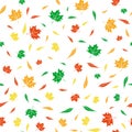 Seamless hand drawn pattern with autumn leaves. Vector colorful illustration. Royalty Free Stock Photo