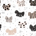 Seamless hand drawn pattern with bows. Fashion trendy texture.Great for fabric and textile. Vector Illustration. Royalty Free Stock Photo