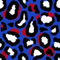 Seamless hand drawn pattern with patriotic leopard cheetah background. American US 4th fourth of July independence day