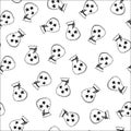 Seamless hand drawn pattern with pouch and stars. Vector black and white illustration. Royalty Free Stock Photo