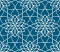 Seamless hand drawn pattern tile - geometric simple lotus flowers.