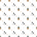 seamless hand drawn pattern with vintage unicorn clouds moon stars and magic castle. Elegant pattern for