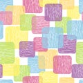 Seamless hand drawn squares pattern. Colorful vector illustration for textile, fabric Royalty Free Stock Photo