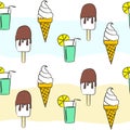 Seamless hand drawn summer pattern Royalty Free Stock Photo