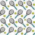 Seamless hand drawn tennis pattern