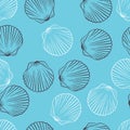 Seamless hand drawn texture of shells. Vector