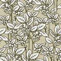 Seamless hand drawn vintage floral texture with grapeshot Eps-8 vector