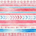 Seamless hand-drawn Watercolor Ethnic Tribal Ornamental Pattern.