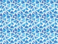 Seamless hand painted watercolor triangle torn paper cool winter blue geometric stained-glass mosaic pattern background
