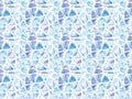 Seamless hand painted watercolor triangle torn paper cool winter blue geometric stained-glass mosaic pattern background