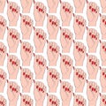 Seamless hand pattern on white background. Cute funny girlish illustration with red nails.