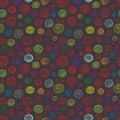 Seamless Handdrawn Colored Circles Decorative Pattern