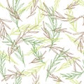 Seamless handdrawn leaf pattern, foliage vector background