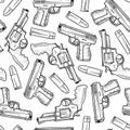 Seamless handgun vector background Royalty Free Stock Photo