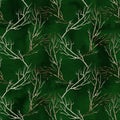 Seamless handmade watercolor pattern with twigs. Christmas pattern for gift wrap, stationary or decoration.