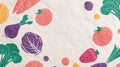 Seamless handstamped pattern of stylized fruits Royalty Free Stock Photo