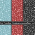 Seamless happy new year vector pattern. Christmas pattern in multiple colors. Winter background.