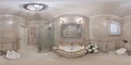 Seamless 360 hdr panorama in interior of expensive bathroom in modern flat apartments with bidet and washbasin in equirectangular