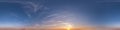 Seamless hdri panorama 360 degrees angle view blue clear evening sky before sunset with zenith for use in 3d graphics or game