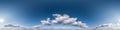 Seamless hdri panorama 360 degrees angle view blue sky with beautiful cumulus clouds with zenith for use in 3d graphics or game Royalty Free Stock Photo