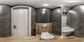 seamless 360 hdri panorama in interior of expensive bathroom in modern flat apartments with bidet and washbasin in equirectangular