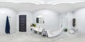 360 seamless hdri panorama view inside interior of expensive bathroom in modern flat apartments with toilet and washbasin in