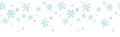 Seamless header with blue snowflakes. Watercolor seamless winter border with snow.