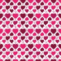 Seamless heart-pattern design featuring a repetitive arrangement of pink and maroon Royalty Free Stock Photo