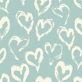 Seamless heart pattern hand painted with ink brush Royalty Free Stock Photo