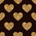 Seamless heart shapes made of gold tinsel